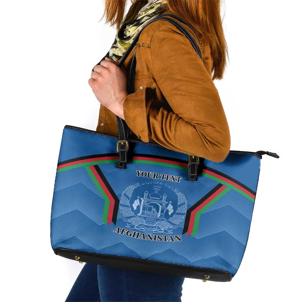 Custom Afghanistan Cricket Leather Tote Bag Afghan Coat Of Arm with Special Flag - Wonder Print Shop