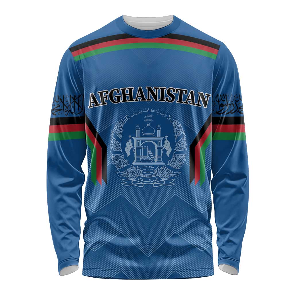 Custom Afghanistan Cricket Long Sleeve Shirt Afghan Coat Of Arm with Special Flag - Wonder Print Shop