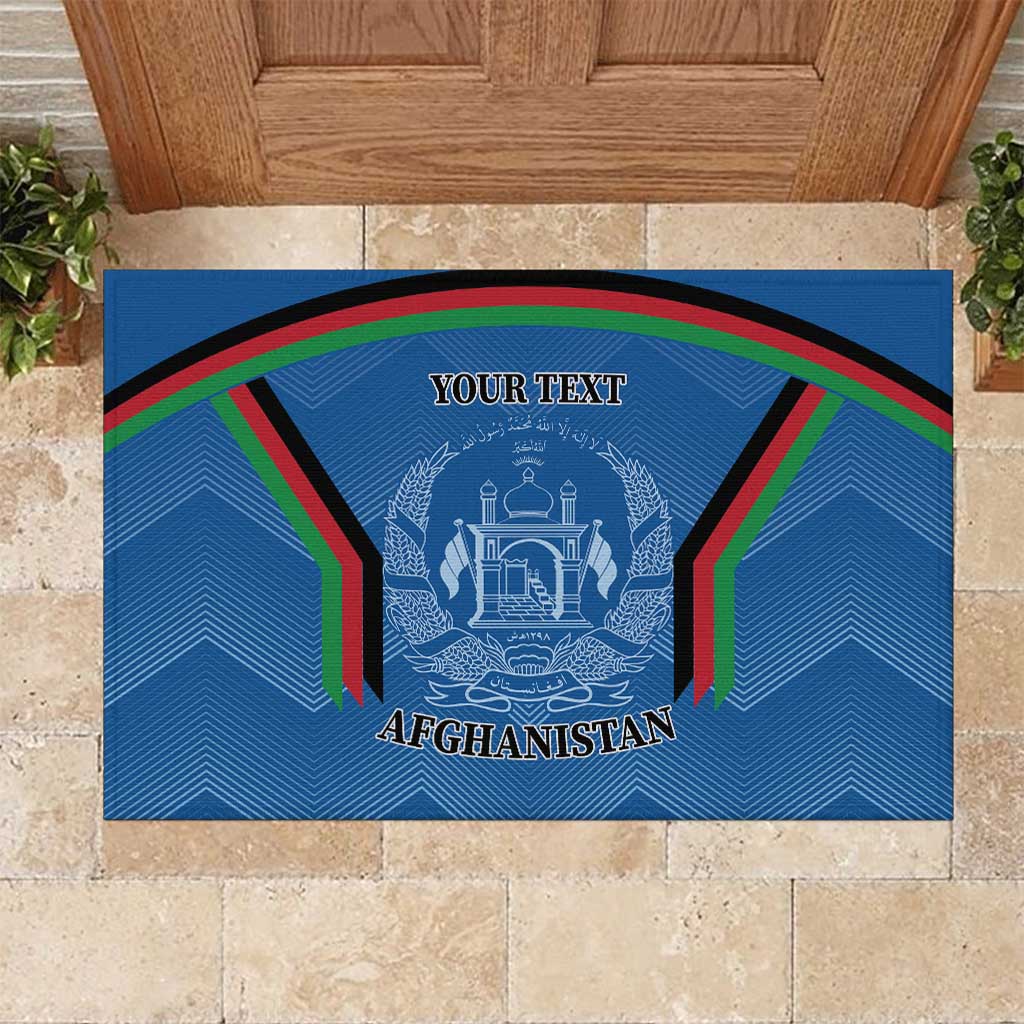 Custom Afghanistan Cricket Rubber Doormat Afghan Coat Of Arm with Special Flag - Wonder Print Shop