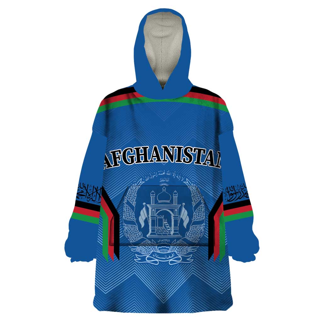 Custom Afghanistan Cricket Wearable Blanket Hoodie Afghan Coat Of Arm with Special Flag - Wonder Print Shop