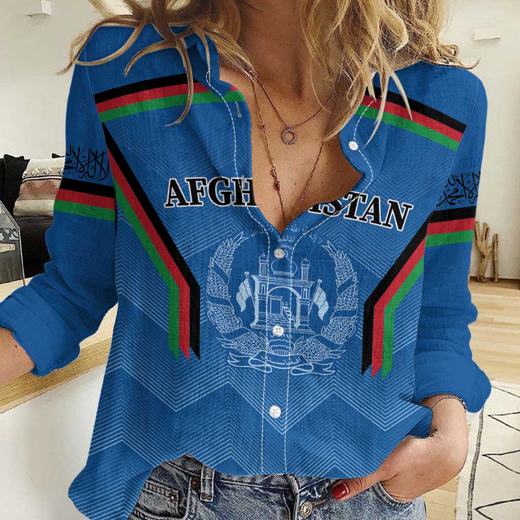 Custom Afghanistan Cricket Women Casual Shirt Afghan Coat Of Arm with Special Flag - Wonder Print Shop