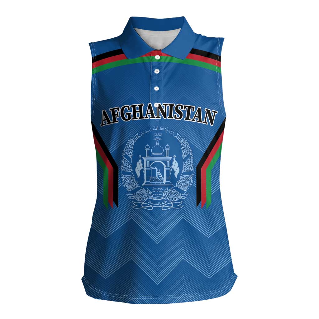 Custom Afghanistan Cricket Women Sleeveless Polo Shirt Afghan Coat Of Arm with Special Flag - Wonder Print Shop