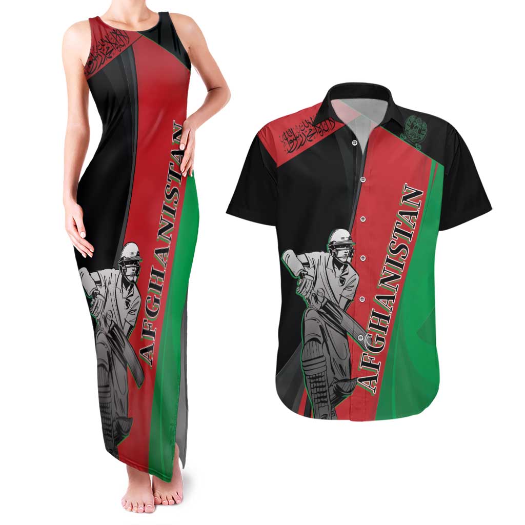 Custom Afghanistan Cricket Couples Matching Tank Maxi Dress and Hawaiian Shirt Sporty Version LT9 - Wonder Print Shop