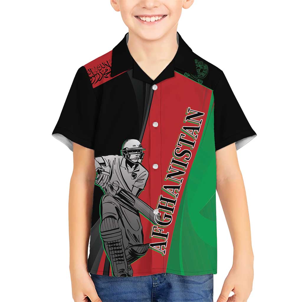 Custom Afghanistan Cricket Kid Hawaiian Shirt Sporty Version - Wonder Print Shop