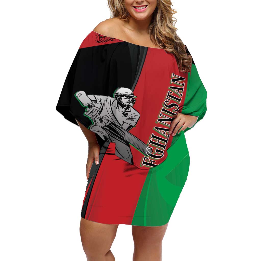 Custom Afghanistan Cricket Off Shoulder Short Dress Sporty Version - Wonder Print Shop