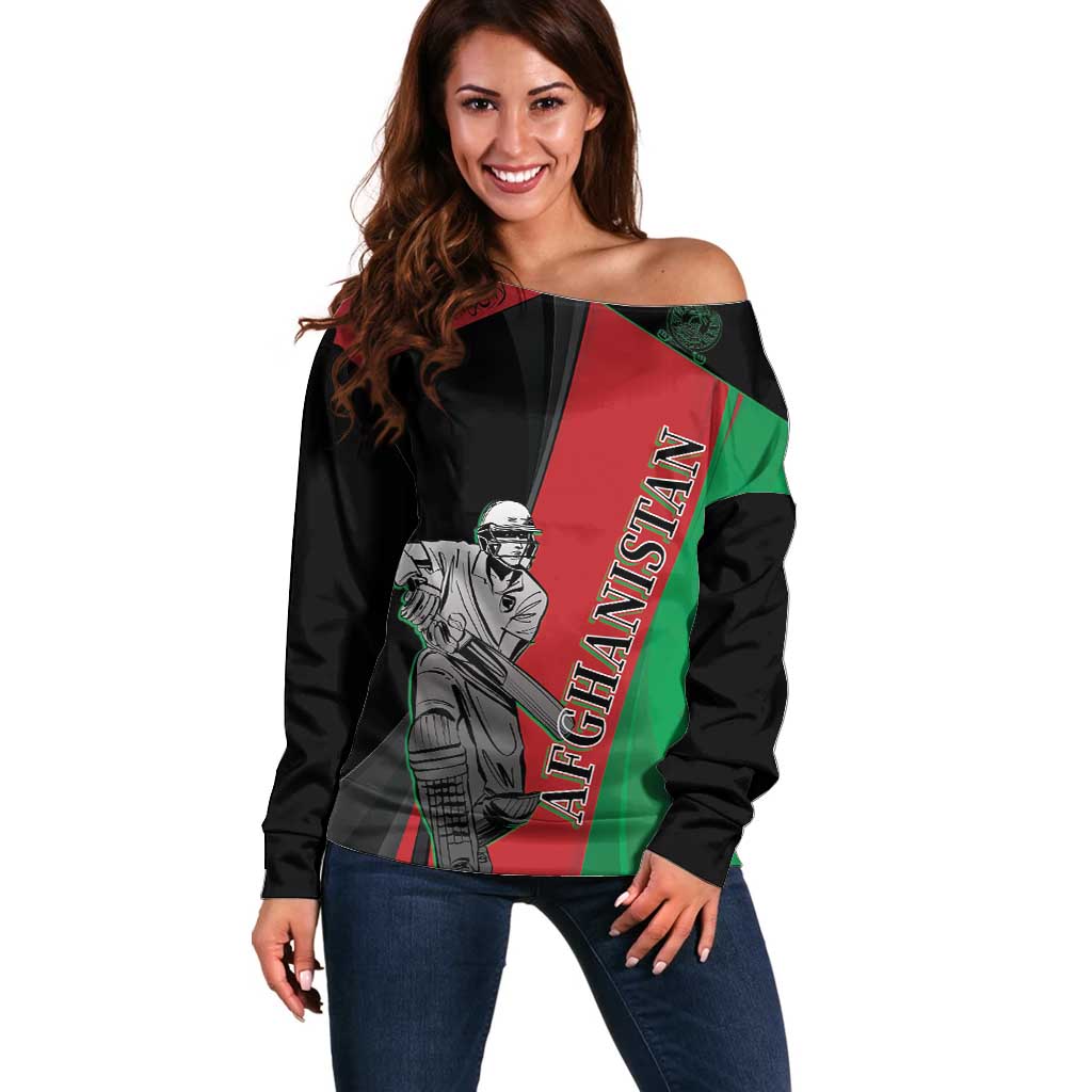 Custom Afghanistan Cricket Off Shoulder Sweater Sporty Version - Wonder Print Shop