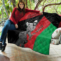 Afghanistan cricket quilt blanket with black, red, and green sections and large player graphic