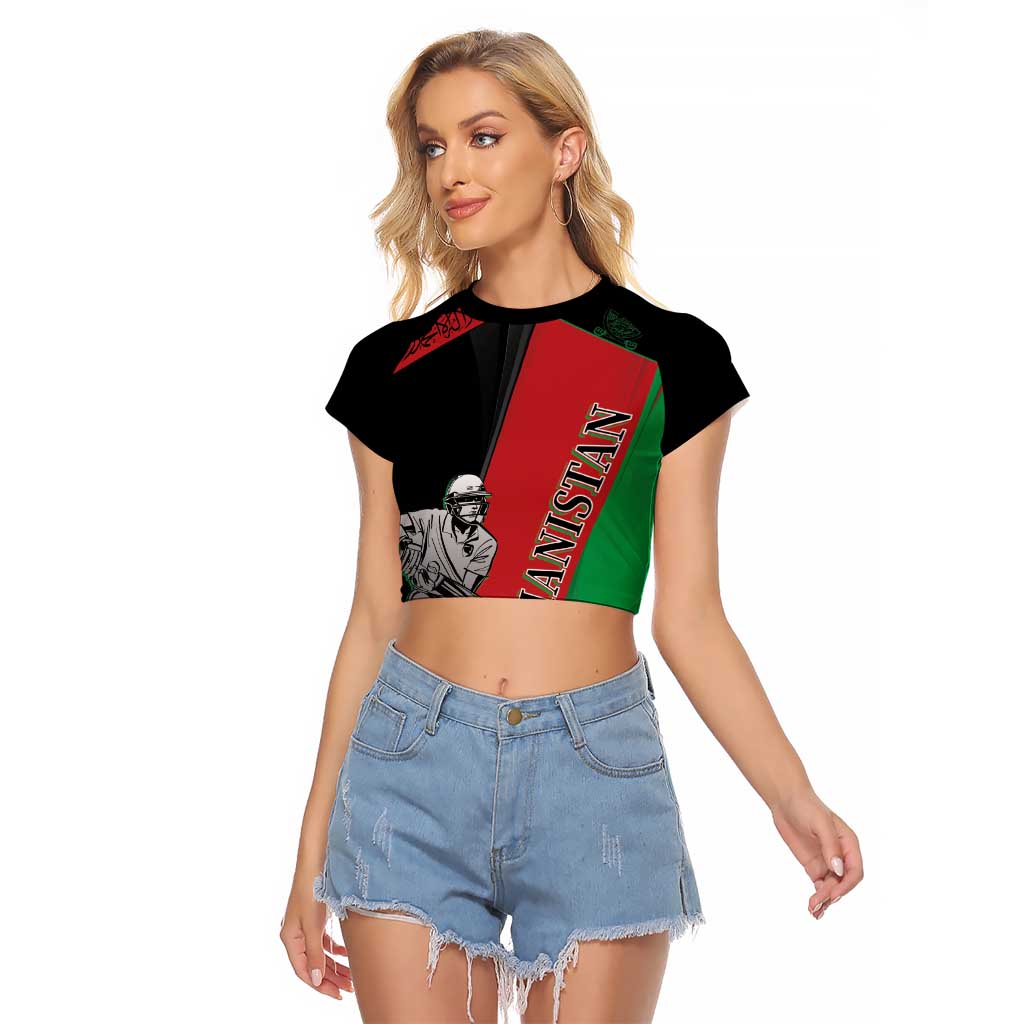 Custom Afghanistan Cricket Raglan Cropped T Shirt Sporty Version - Wonder Print Shop