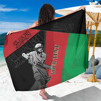 Custom Afghanistan cricket sarong, black with red and green panels and player graphic