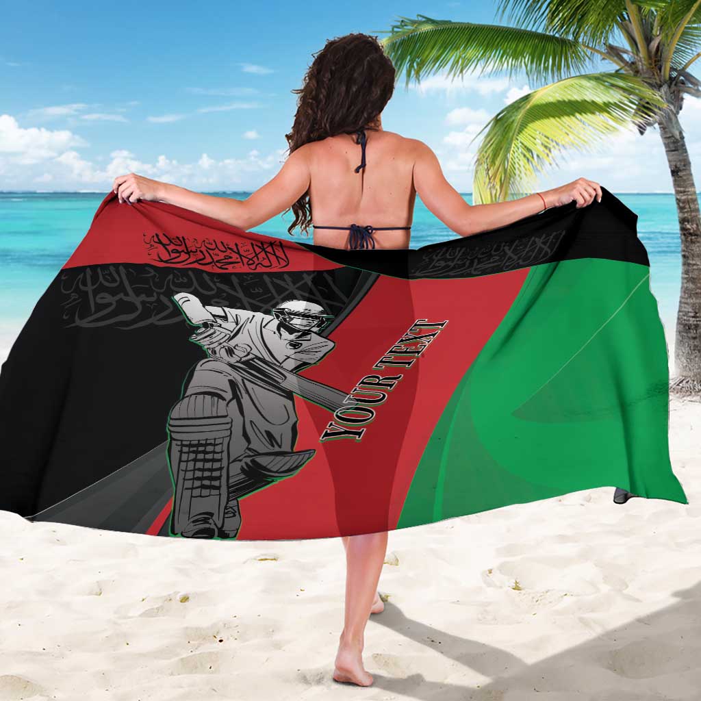Custom Afghanistan cricket sarong, black with red/green panels and cricket player back print