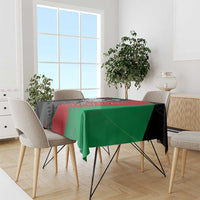 Custom Afghanistan cricket tablecloth for dining table: black with red/green pattern across top