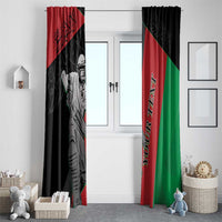 Cricket window curtain pair, black red green with player artwork and vertical “LOUR” text