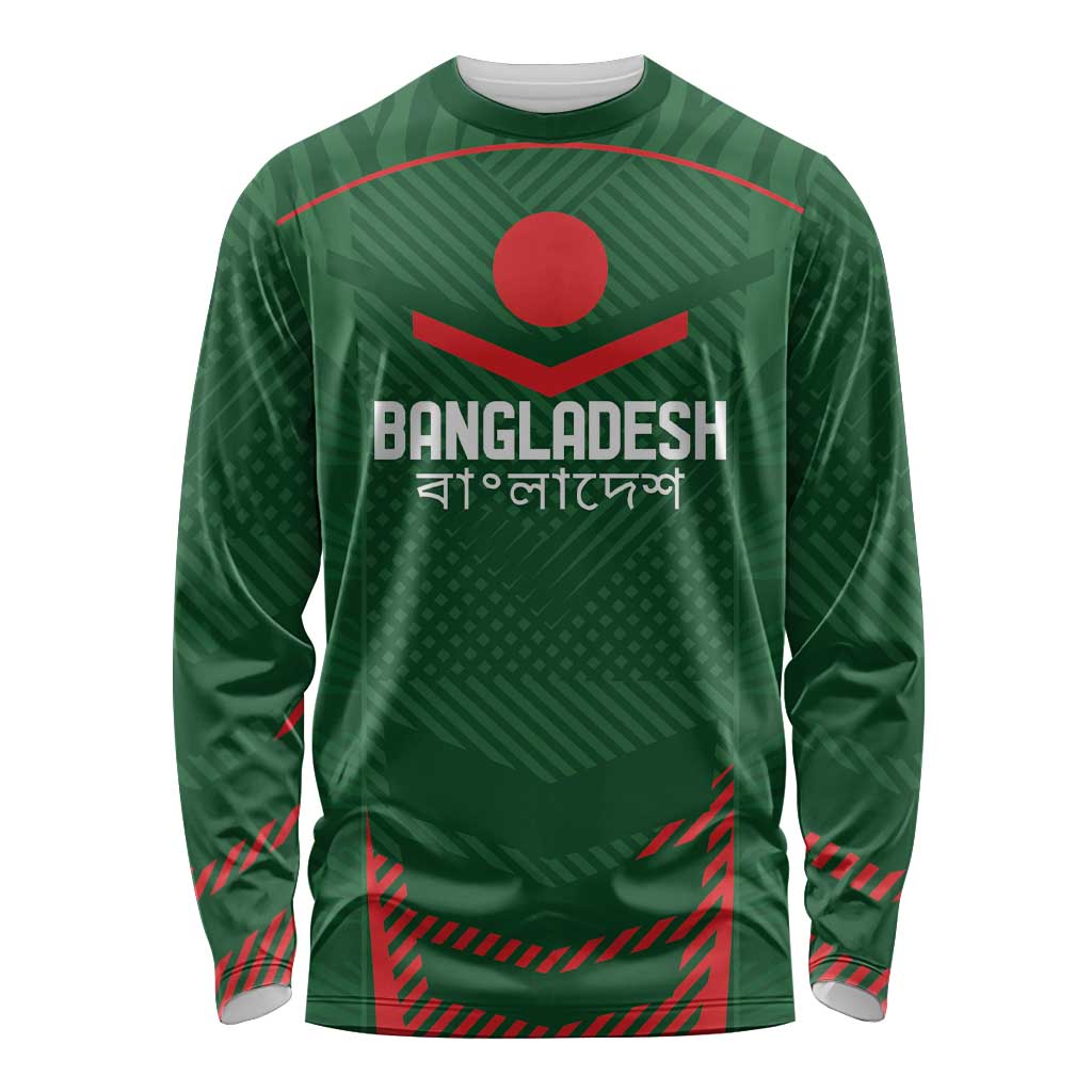 Custom Bangladesh Cricket Long Sleeve Shirt Go Tigers Sporty Version - Wonder Print Shop