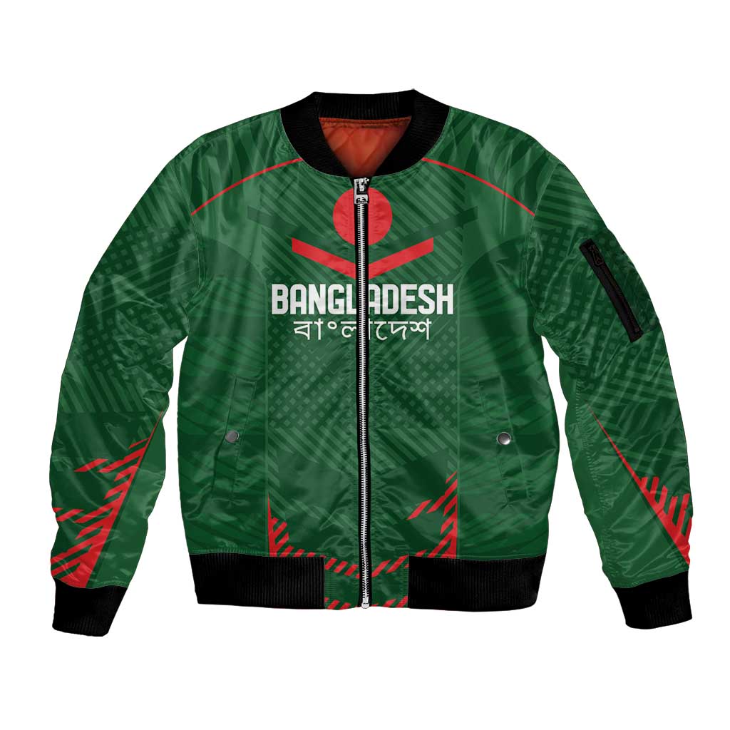 Custom Bangladesh Cricket Sleeve Zip Bomber Jacket Go Tigers Sporty Version