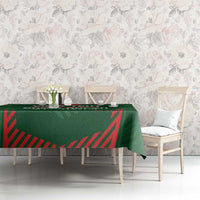 Green custom Bangladesh cricket tablecloth with red geometric border and text