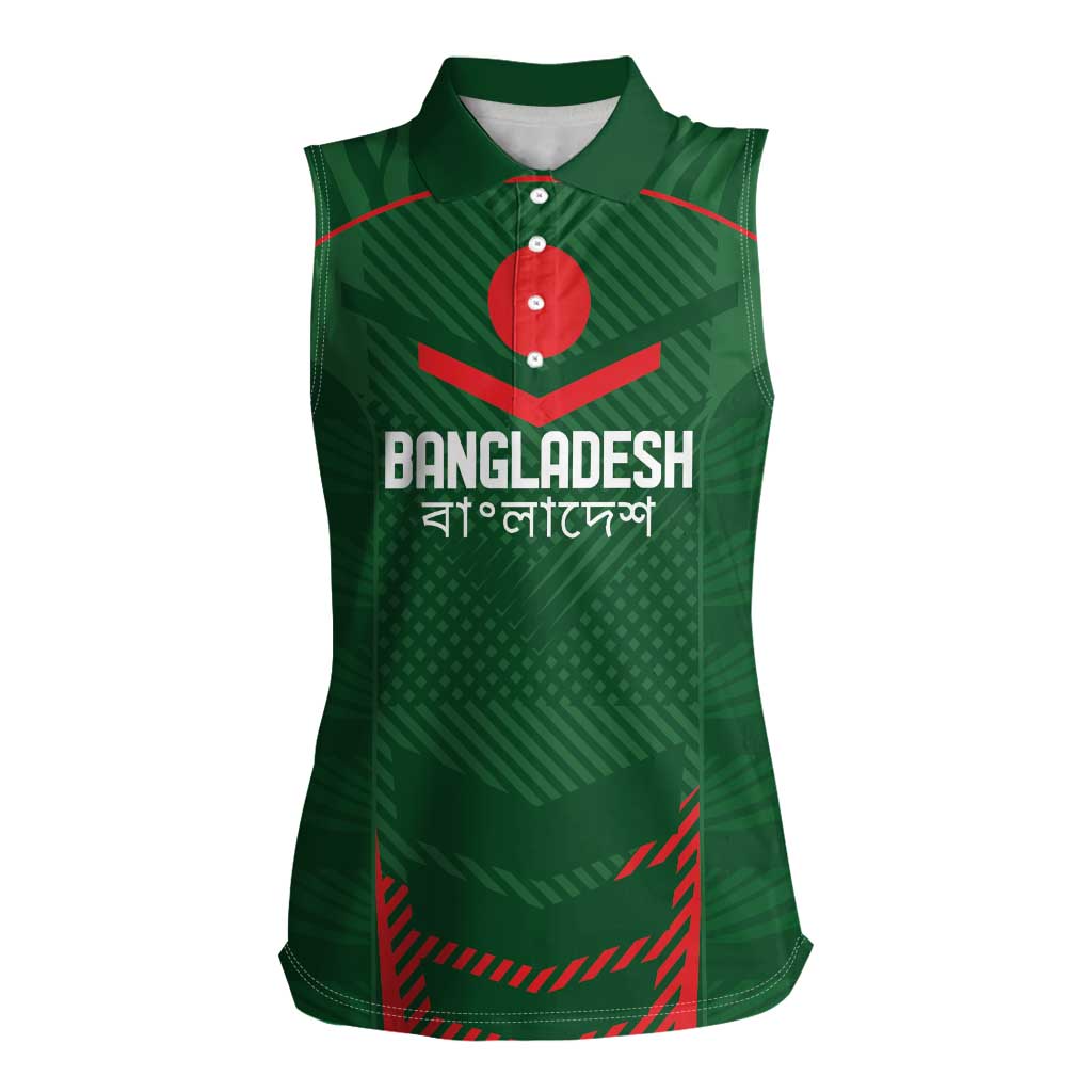 Custom Bangladesh Cricket Women Sleeveless Polo Shirt Go Tigers Sporty Version