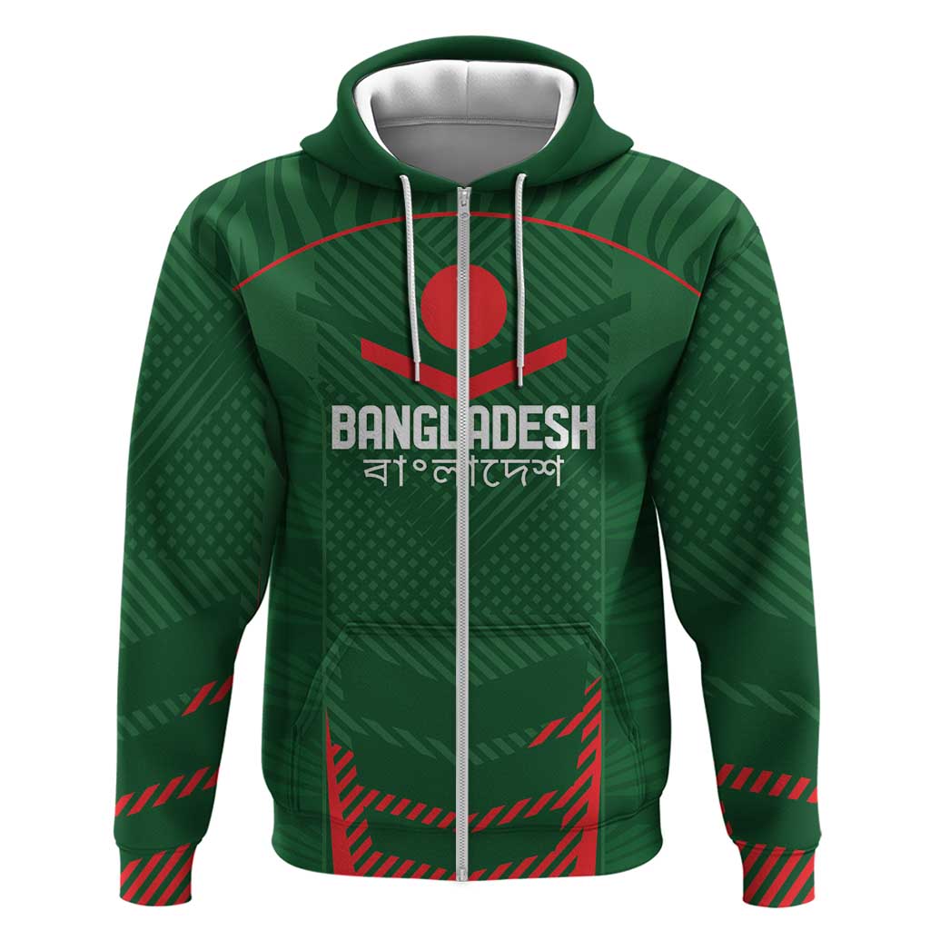 Custom Bangladesh Cricket Zip Hoodie Go Tigers Sporty Version