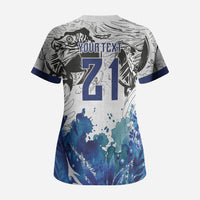 Custom Brasil Concept Guacamayo 2026 Floral Scrub Top Blue Edition