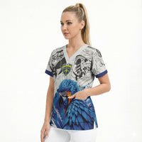 Custom Brasil Concept Guacamayo 2026 Floral Scrub Top Blue Edition
