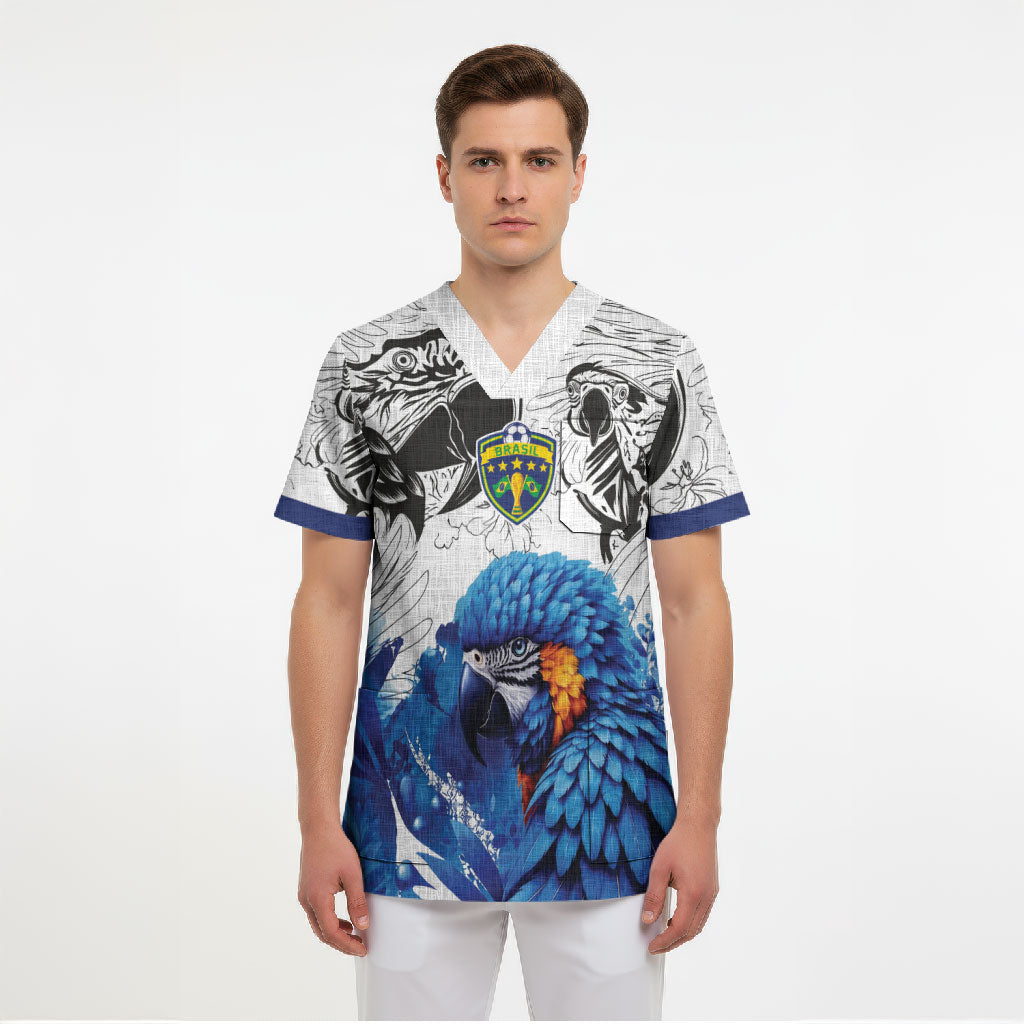 Custom Brasil Concept Guacamayo 2026 Floral Scrub Top Blue Edition