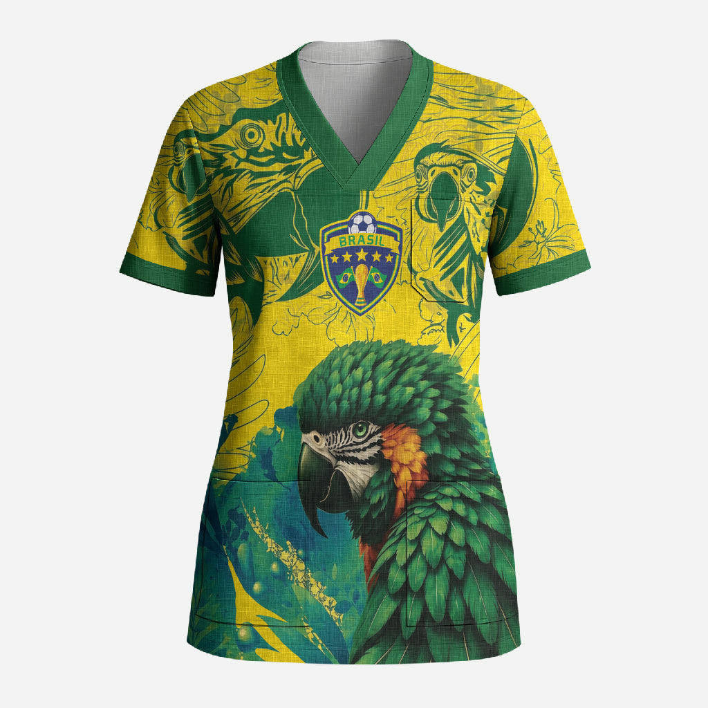 Custom Brasil Concept Guacamayo 2026 Floral Scrub Top Green Edition