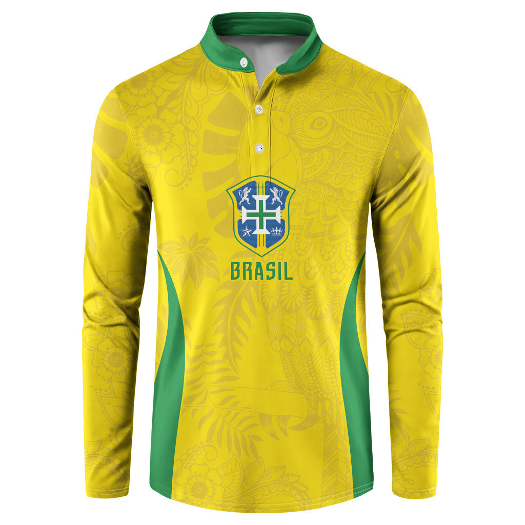 Custom Brasil Concept Parrot Football Button Sweatshirt Macaw Bird Floral Tribal Edition 2026