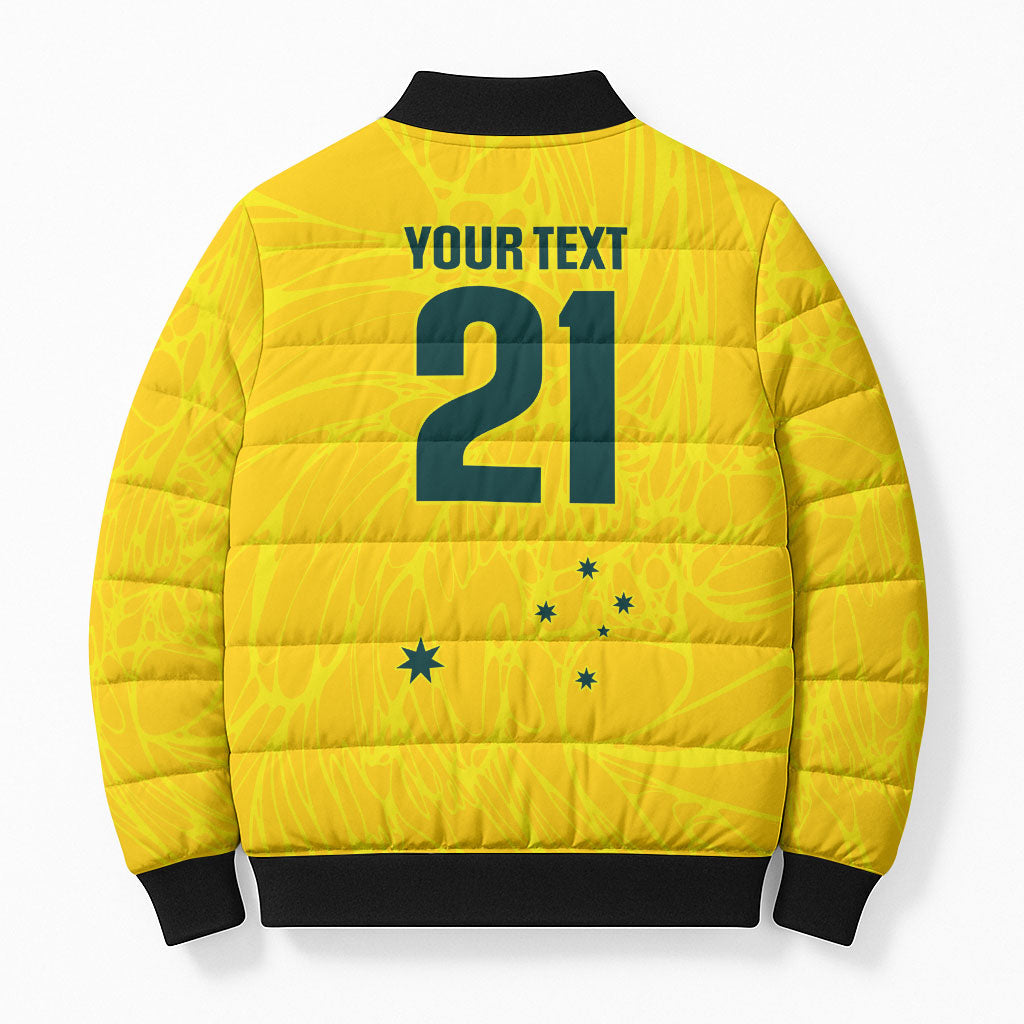 World Cricket Custom Australia Bomber Puffer Jacket Aussie! Aussie! Oi! Oi! Oi!