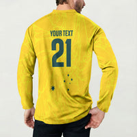 World Cricket Custom Australia Button Sweatshirt Aussie! Aussie! Oi! Oi! Oi!