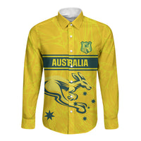 World Cricket Custom Australia Long Sleeve Button Shirt Aussie! Aussie! Oi! Oi! Oi!
