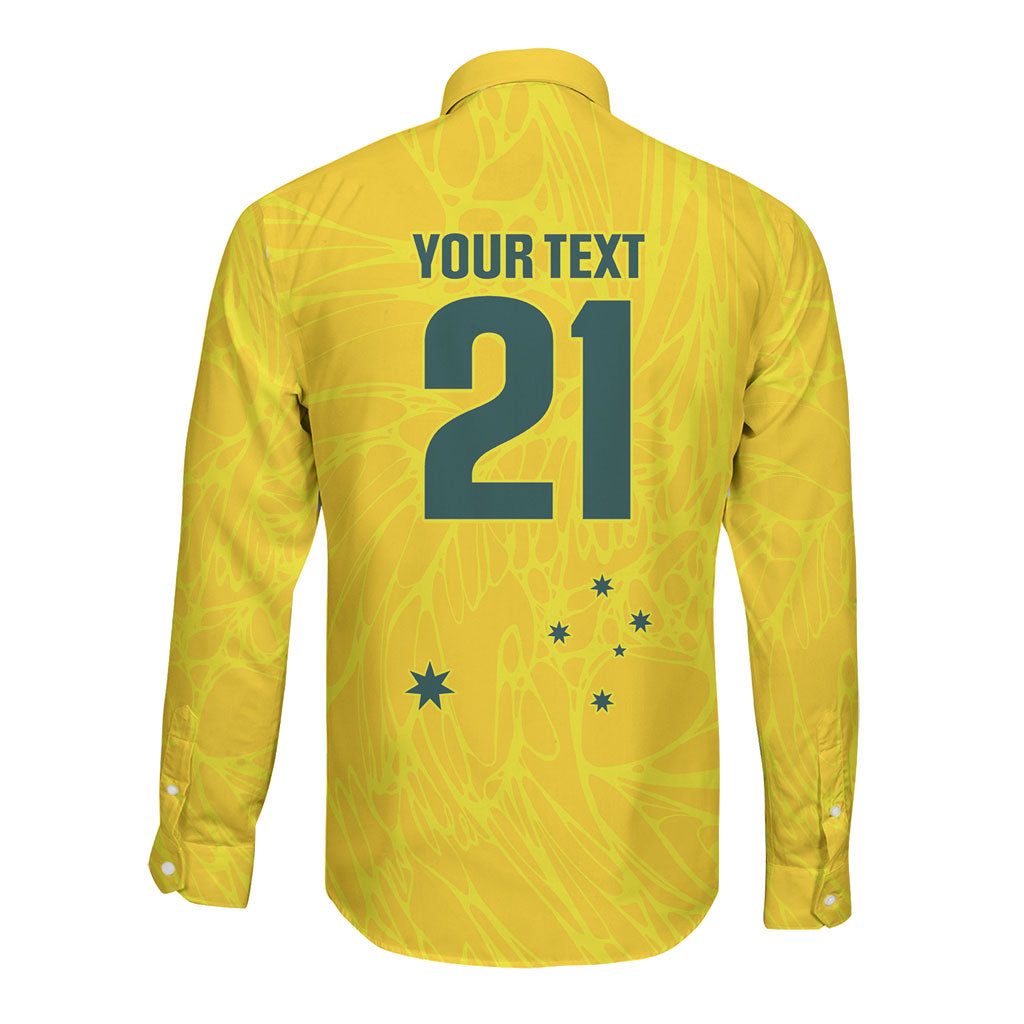 World Cricket Custom Australia Long Sleeve Button Shirt Aussie! Aussie! Oi! Oi! Oi!