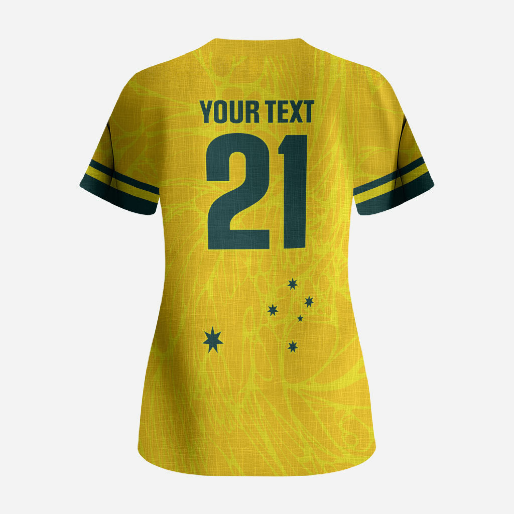 World Cricket Custom Australia Scrub Top Aussie! Aussie! Oi! Oi! Oi!