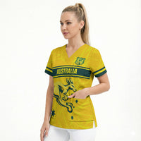 World Cricket Custom Australia Scrub Top Aussie! Aussie! Oi! Oi! Oi!
