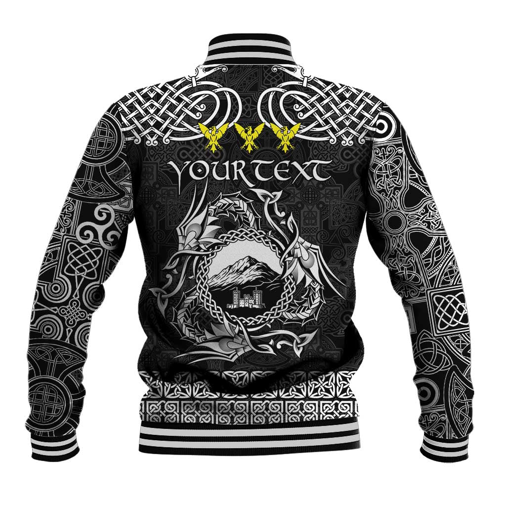 Personalized Caernarfonshire Sir Gaernarfon Baseball Jacket Black Castle Tower Celtic-inspired - Wonder Print Shop