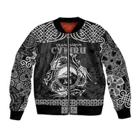 Personalized Caernarfonshire Sir Gaernarfon Bomber Jacket Black Castle Tower Celtic-inspired - Wonder Print Shop