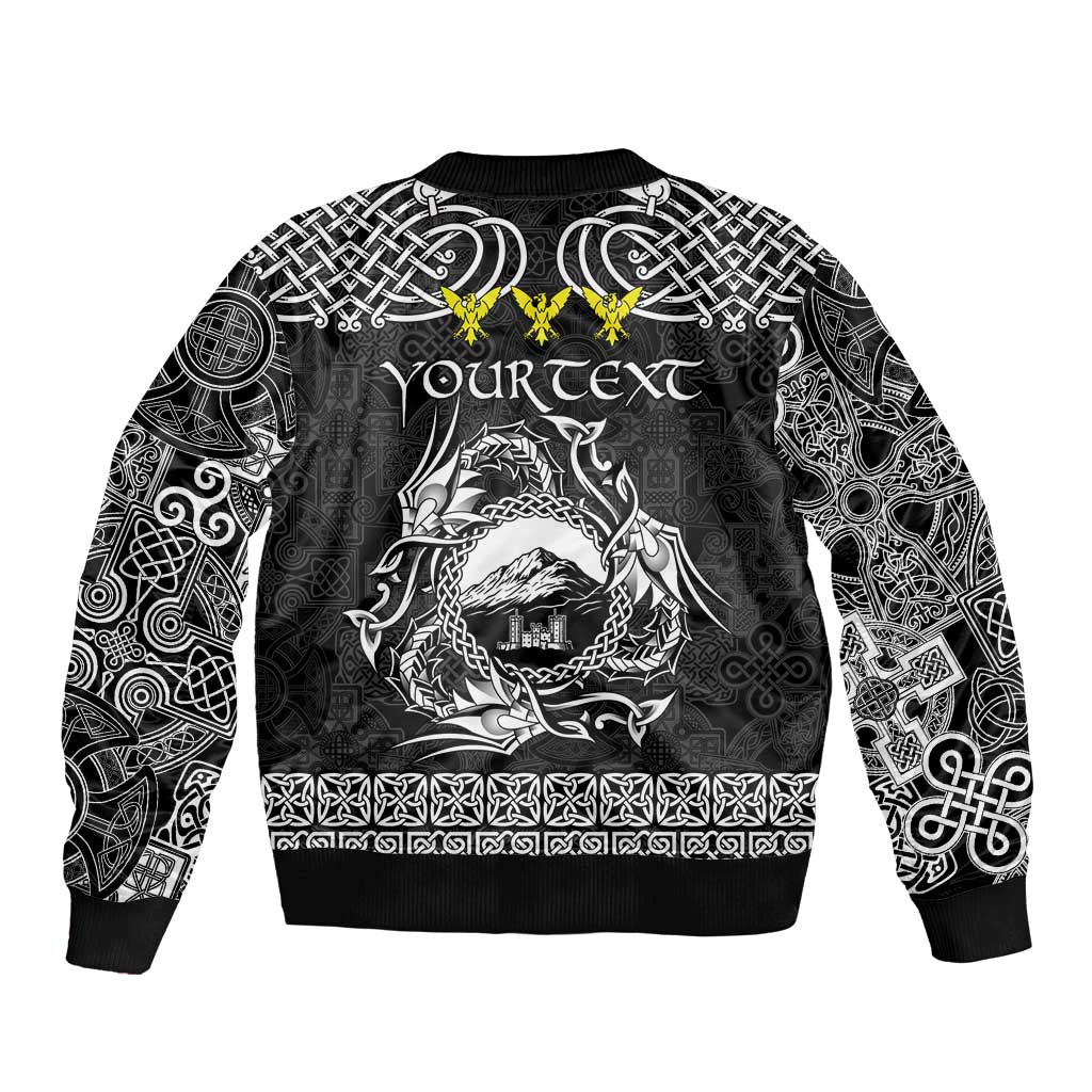 Personalized Caernarfonshire Sir Gaernarfon Bomber Jacket Black Castle Tower Celtic-inspired - Wonder Print Shop
