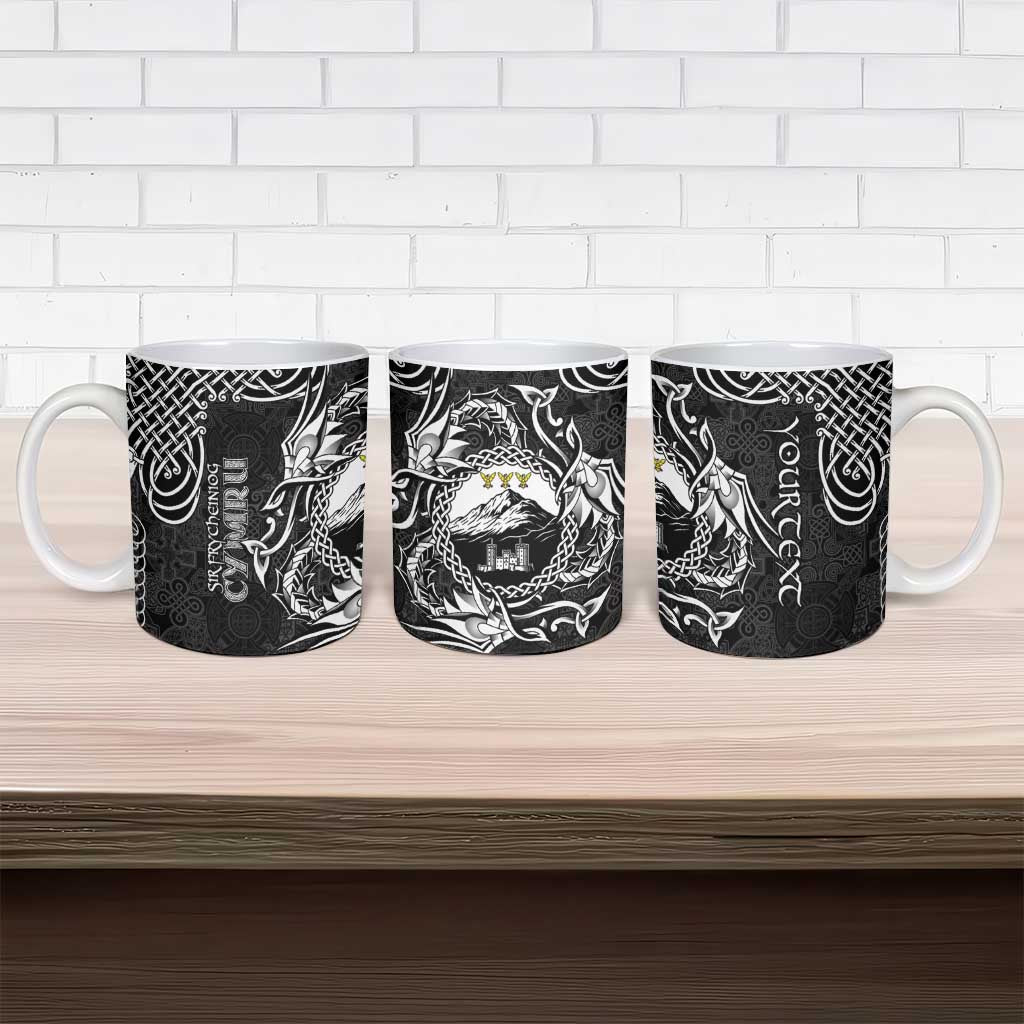 Personalized Caernarfonshire Sir Gaernarfon Ceramic Mug Black Castle Tower Celtic-inspired - Wonder Print Shop