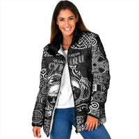 Personalized Caernarfonshire Sir Gaernarfon Padded Jacket Black Castle Tower Celtic-inspired - Wonder Print Shop