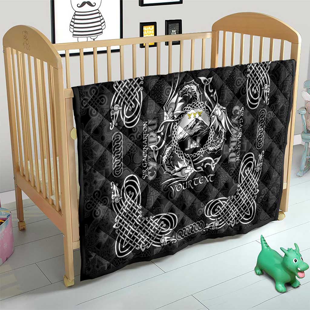 Personalized Caernarfonshire Sir Gaernarfon Quilt Black Castle Tower Celtic-inspired - Wonder Print Shop