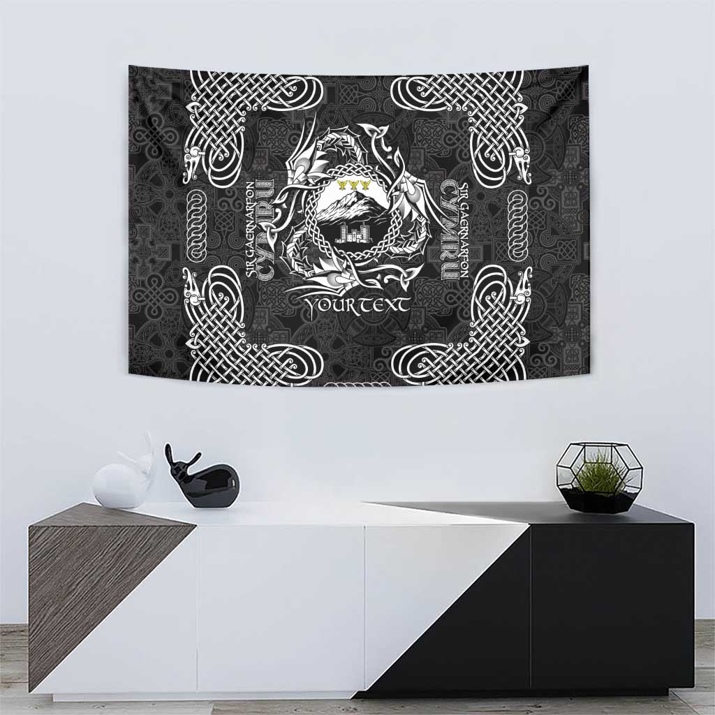 Personalized Caernarfonshire Sir Gaernarfon Tapestry Black Castle Tower Celtic-inspired - Wonder Print Shop