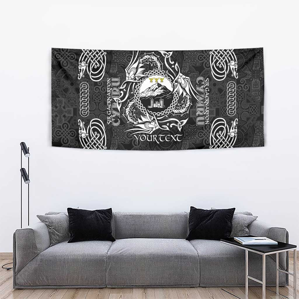 Personalized Caernarfonshire Sir Gaernarfon Tapestry Black Castle Tower Celtic-inspired - Wonder Print Shop