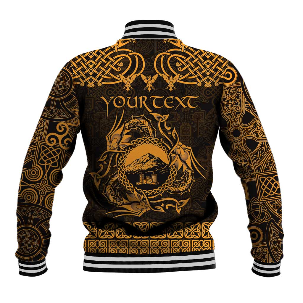 Personalized Caernarfonshire Sir Gaernarfon Baseball Jacket Gold Castle Tower Celtic-inspired - Wonder Print Shop