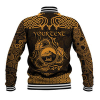 Personalized Caernarfonshire Sir Gaernarfon Baseball Jacket Gold Castle Tower Celtic-inspired - Wonder Print Shop