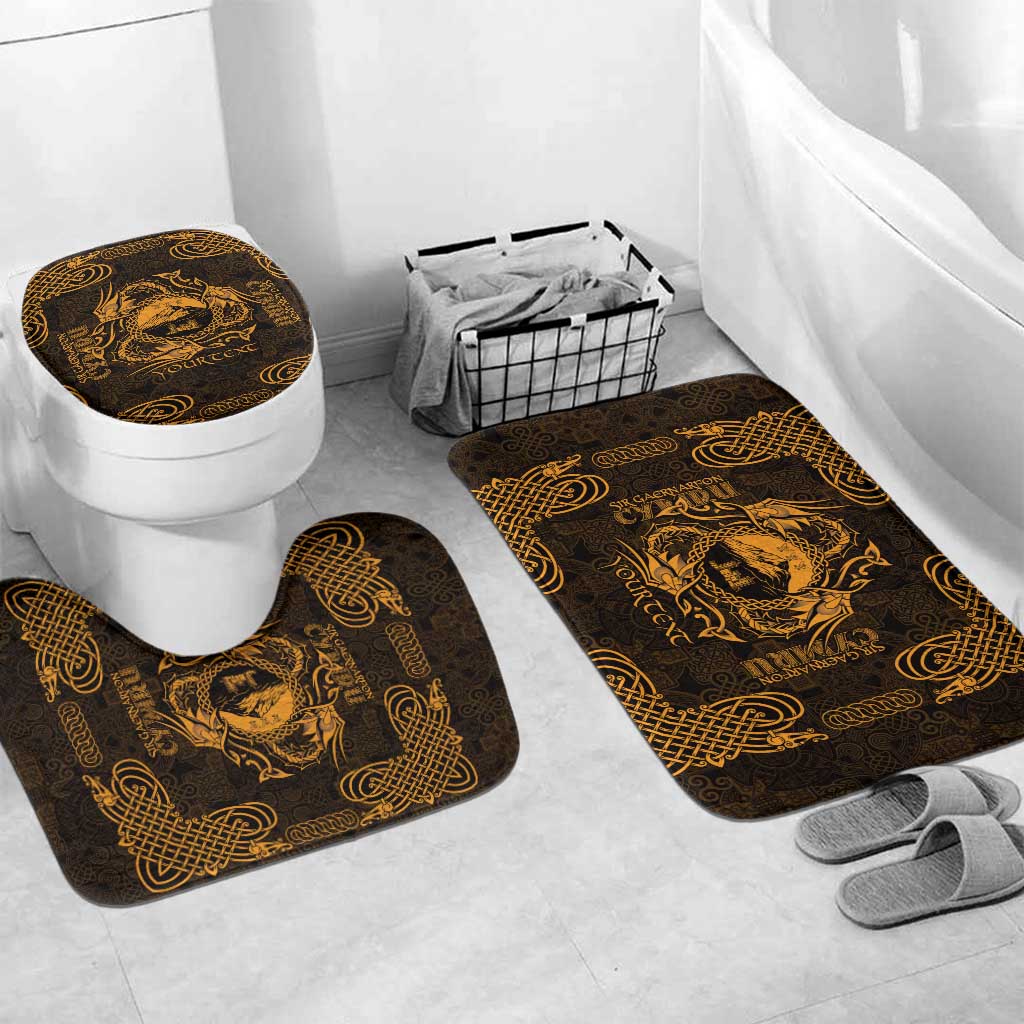 Personalized Caernarfonshire Sir Gaernarfon Bathroom Set Gold Castle Tower Celtic-inspired - Wonder Print Shop