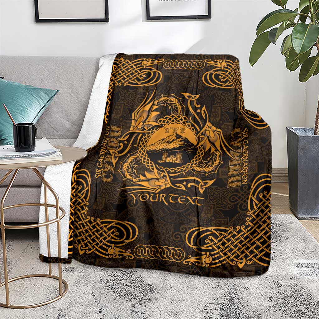 Personalized Caernarfonshire Sir Gaernarfon Blanket Gold Castle Tower Celtic-inspired - Wonder Print Shop