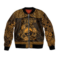 Personalized Caernarfonshire Sir Gaernarfon Bomber Jacket Gold Castle Tower Celtic-inspired - Wonder Print Shop