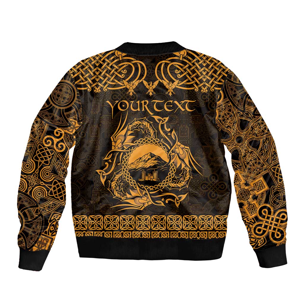 Personalized Caernarfonshire Sir Gaernarfon Bomber Jacket Gold Castle Tower Celtic-inspired - Wonder Print Shop