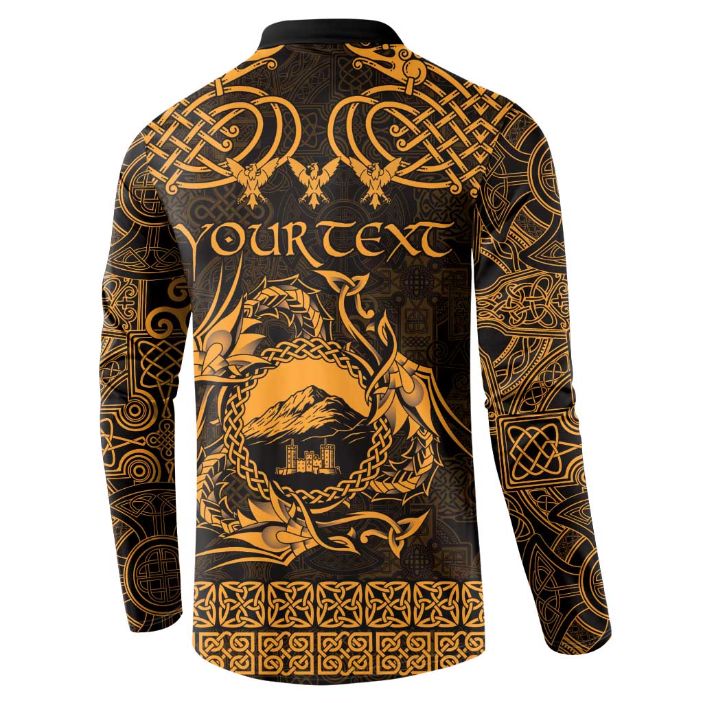 Personalized Caernarfonshire Sir Gaernarfon Button Sweatshirt Gold Castle Tower Celtic-inspired - Wonder Print Shop