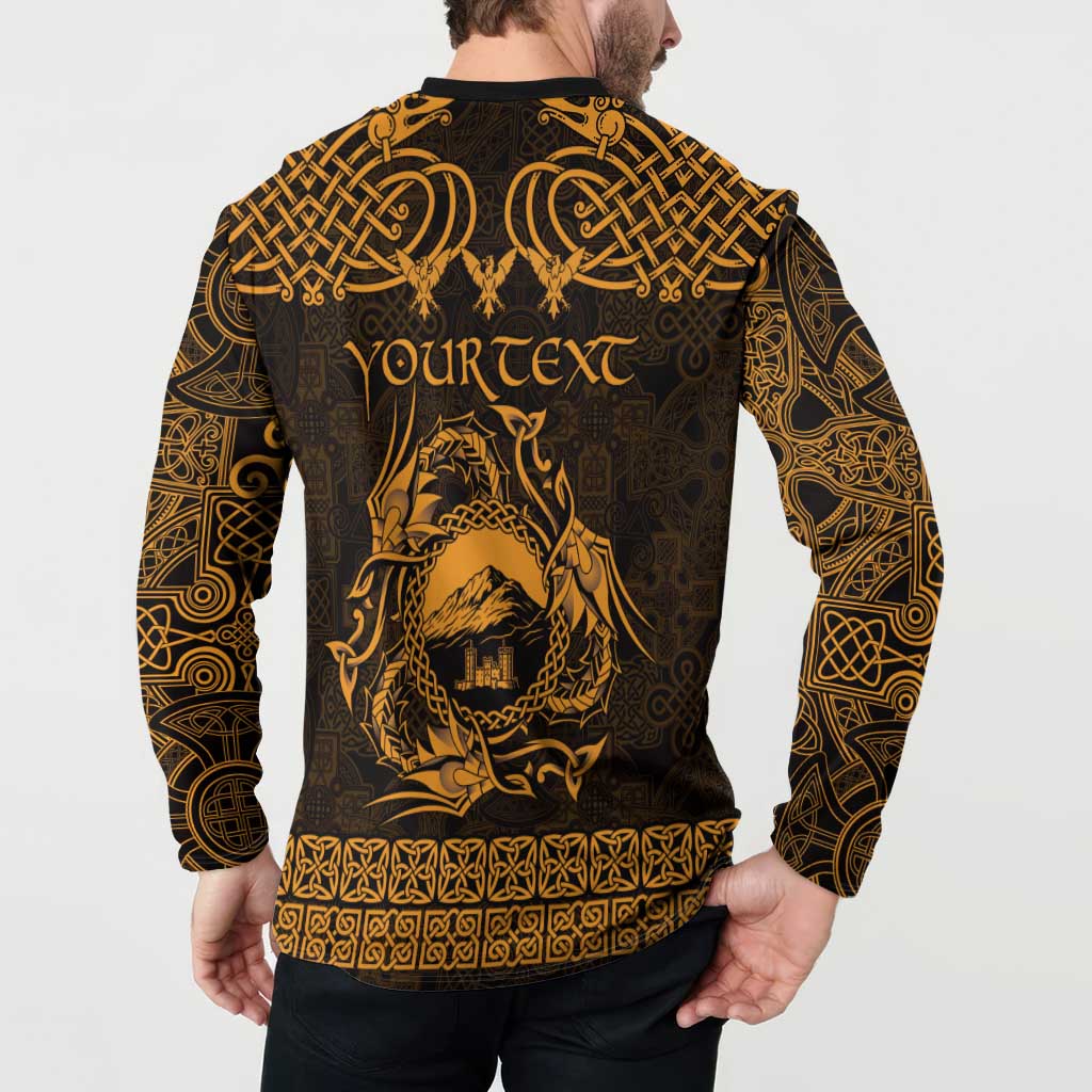 Personalized Caernarfonshire Sir Gaernarfon Button Sweatshirt Gold Castle Tower Celtic-inspired - Wonder Print Shop