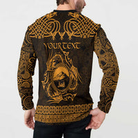 Personalized Caernarfonshire Sir Gaernarfon Button Sweatshirt Gold Castle Tower Celtic-inspired - Wonder Print Shop