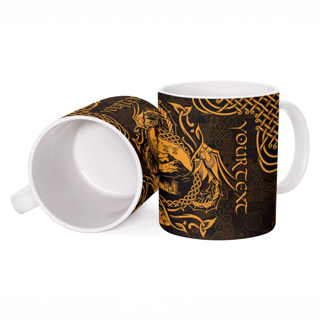 Personalized Caernarfonshire Sir Gaernarfon Ceramic Mug Gold Castle Tower Celtic-inspired - Wonder Print Shop